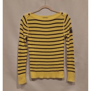 Lauren Jeans Co. Ralph Lauren Womens Yellow & Black‎ Ribbed Sweater Size Medium